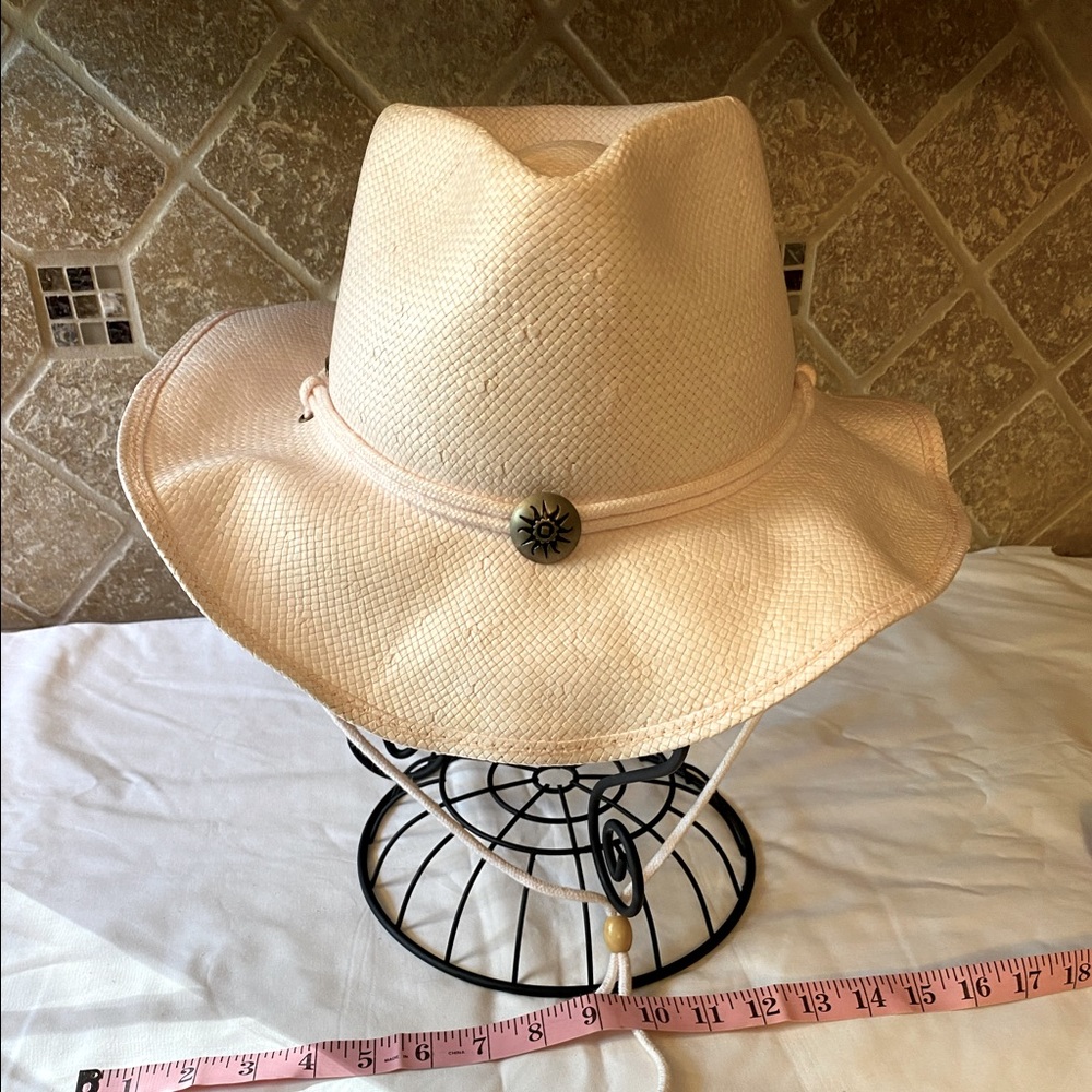 Ladies Pink Country Western Hat with tie.
